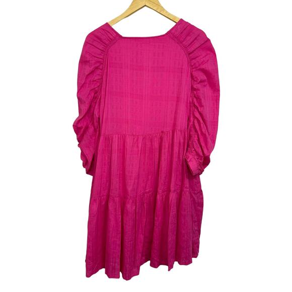 &Merci Pink V-neck Ruched Sleeve Tiered Shift Dress Size Medium - Picture 6 of 6